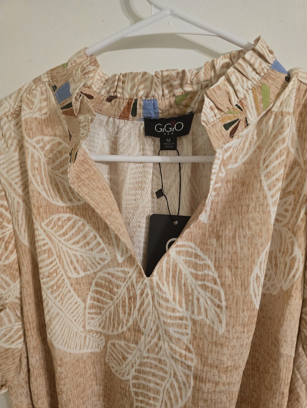 GIGIO Bohemian Cream Midi Dress with Flowered Hem Sz M - Picture 17 of 17